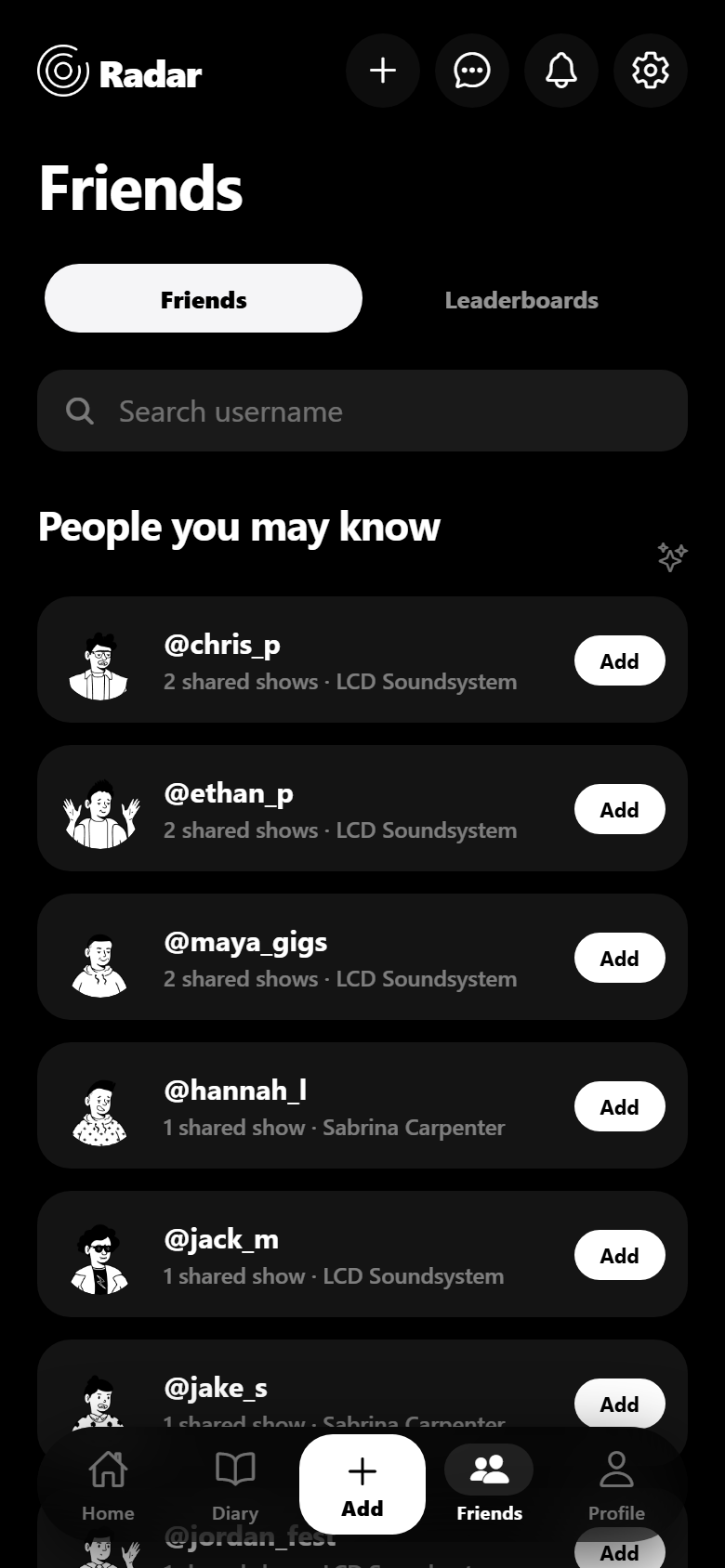Chats in Radar app