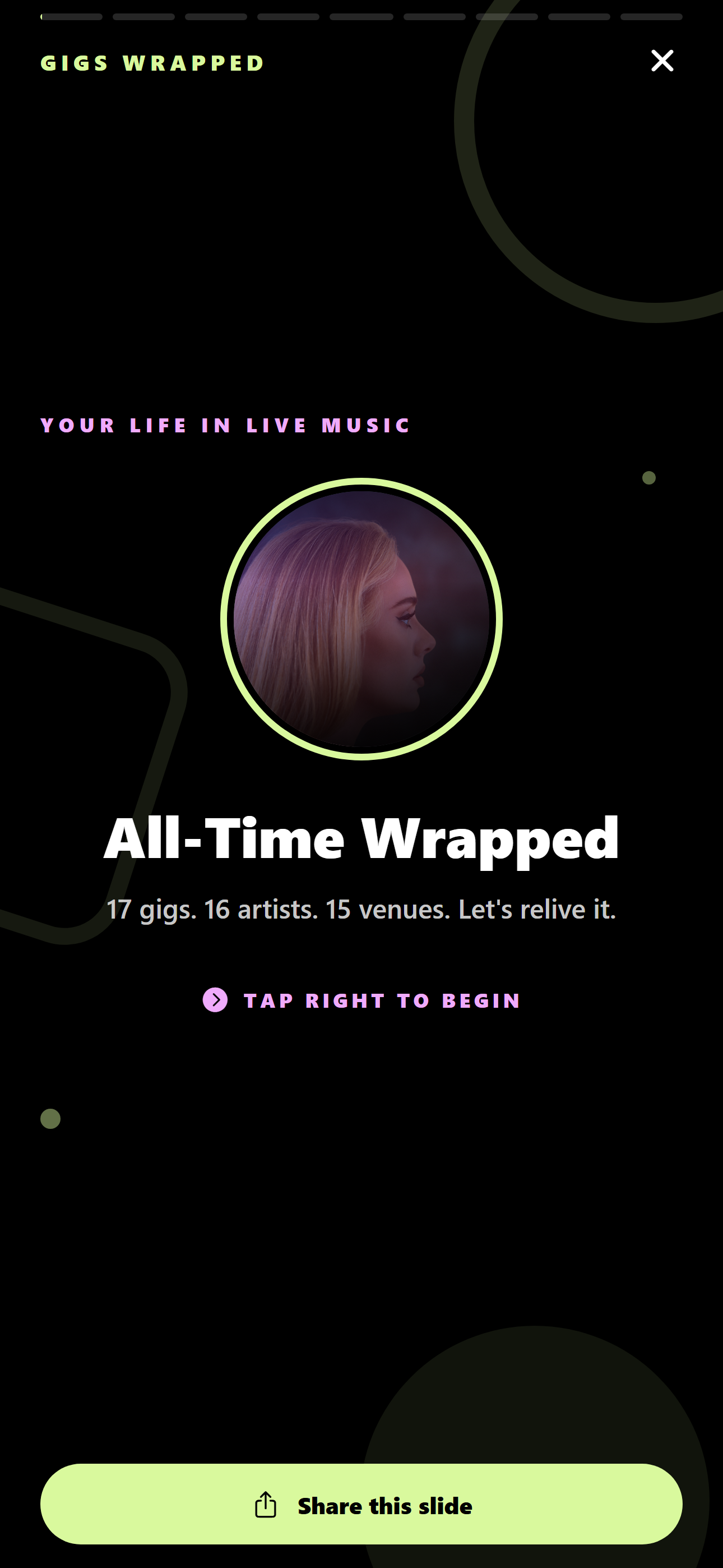 Concert Wrapped in Radar app